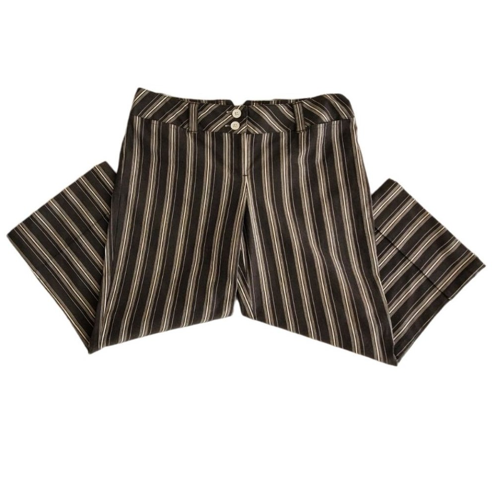 Ann Taylor Loft Striped Cuffed Crop Pants | Like New | 2P | Charcoal White - Picture 13 of 16